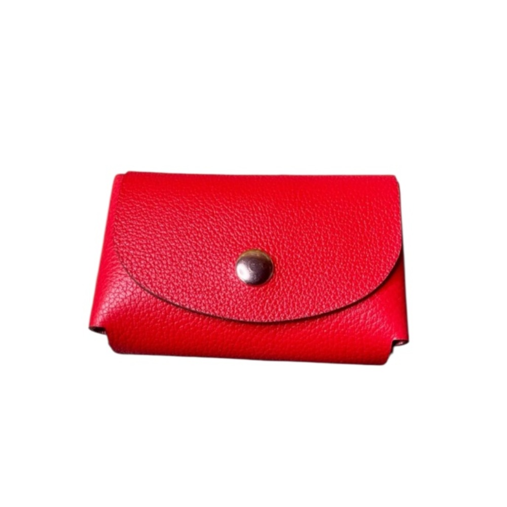 Limited run double stack leather card business and card holder -pebble red